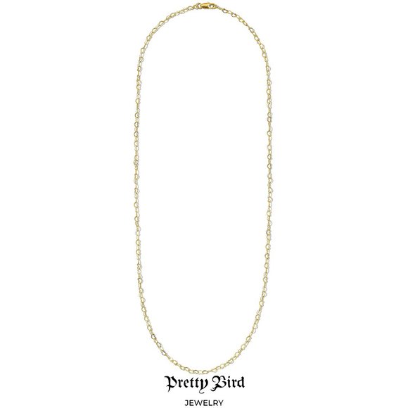 18K Yellow Gold Plated Skinny Heart-Link Chain - 23.5" - Picture 1 of 2